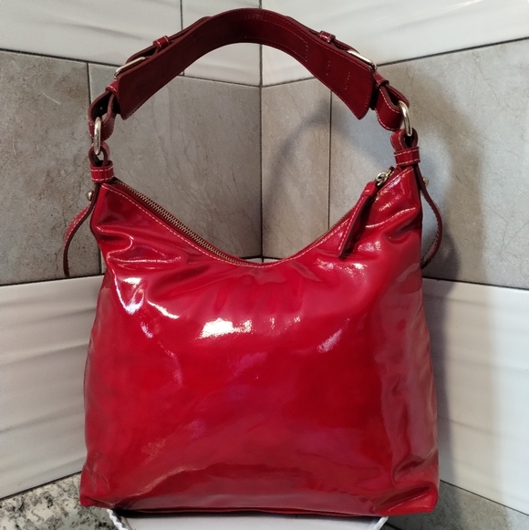 Dooney & Bourke Red Patent Leather Hobo Shoulder Bag - Picture 7 of 16